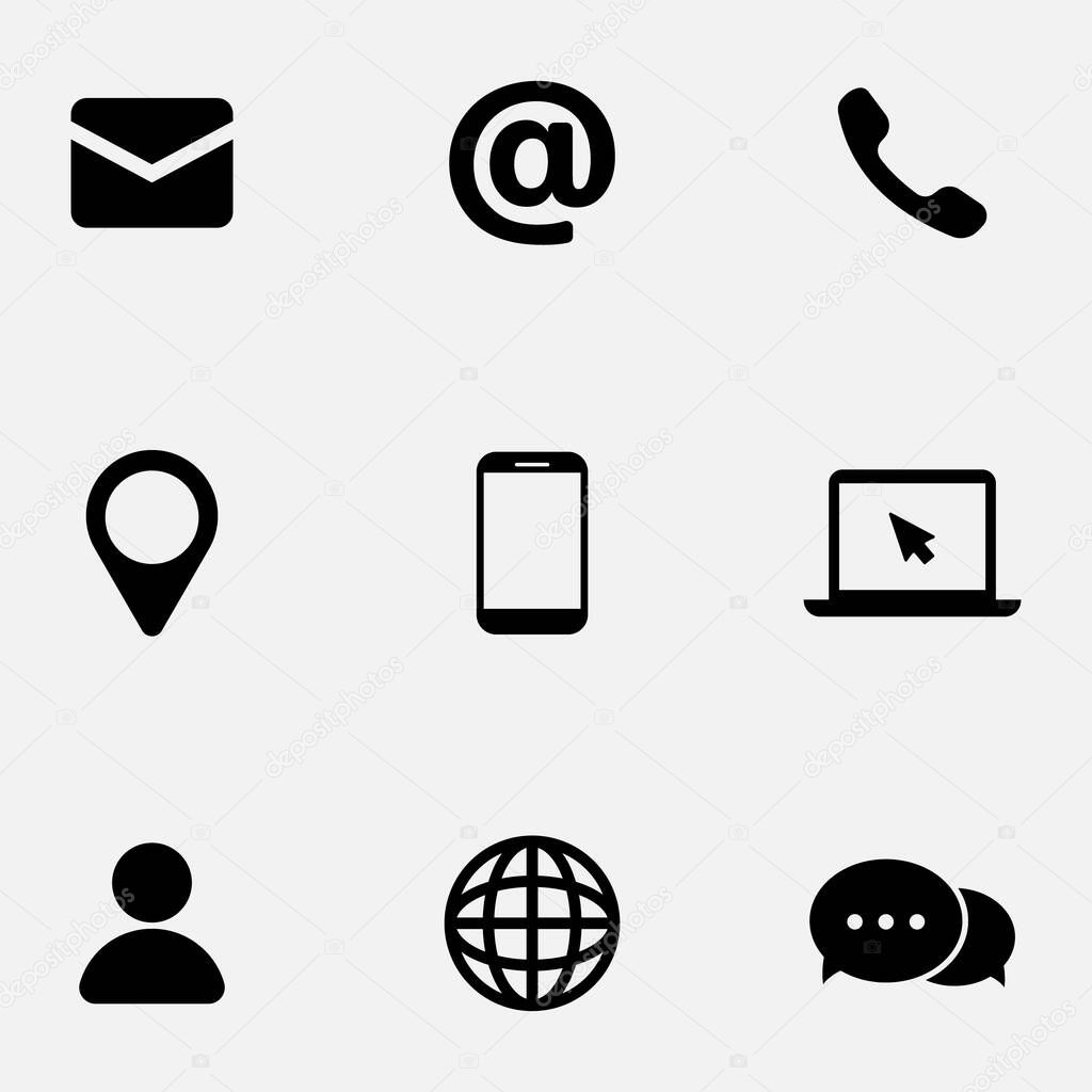 Contact As Flat Icon Solid Style isolated, easy to change color and size