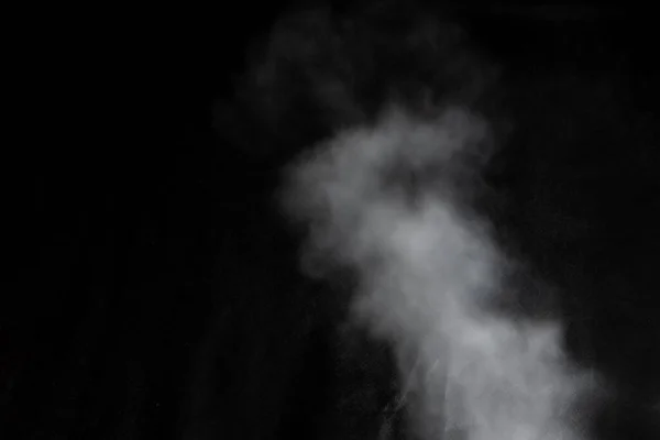 Nubes Blancas Vapor Humo Aisladas Sobre Fondo Negro Efecto Mágico — Foto de Stock