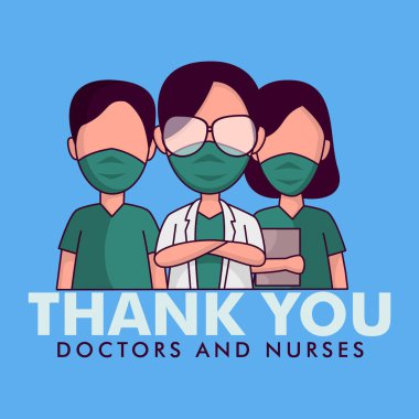 Teşekkürler doktor ve hemşire illüstrasyon vektörü