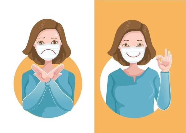 Coronavirus Och Folk Med Skyddande Ansiktsmasker Dålig Känsla Människor Med — Stock vektor
