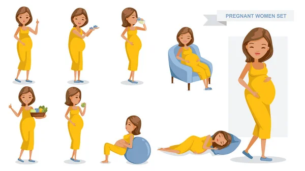 Pregnant Women Vector Illustration — Stock Vector