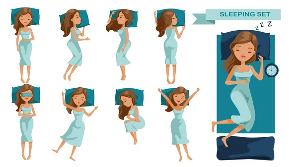 Mujer Dormida Vector Ilustración — Vector de stock