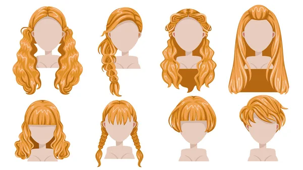 Blonde Hair Set Vector Illustration — 스톡 벡터