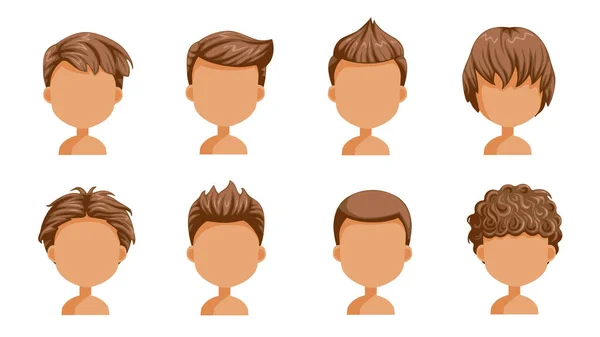 Boy Hair Set Vector Illustration — Stock Vector