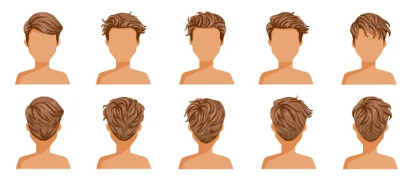 Cabelo Soprado Homem Conjunto Vetor Ilustração —  Vetores de Stock