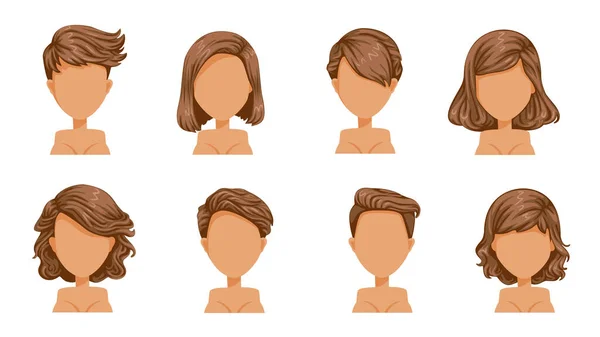 Cabelo Mulheres Conjunto Vetor Ilustração —  Vetores de Stock