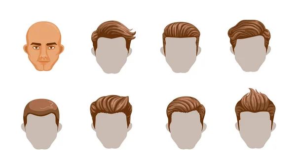 Cheveux Homme Set Vectoriel Illustration — Image vectorielle