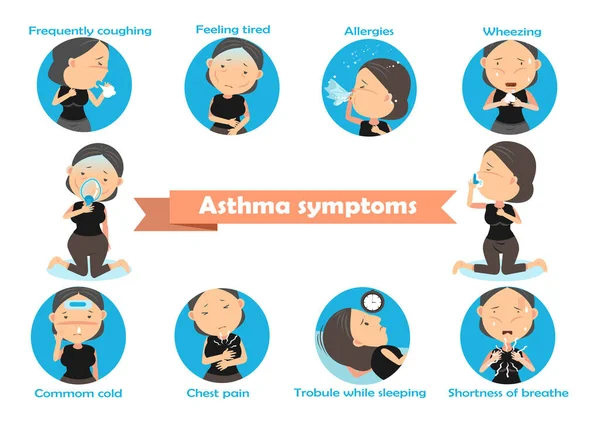 Asthma Symptome Vektor Illustration — Stockvektor