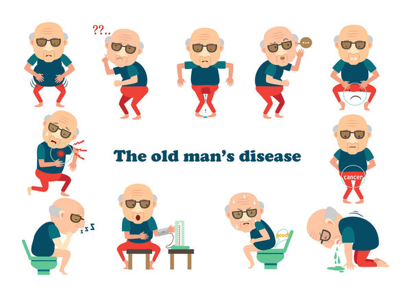 Old man sick vector illustration