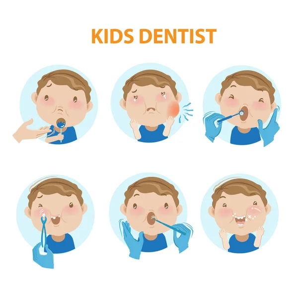 Niños Dentista Vector Ilustración — Archivo Imágenes Vectoriales