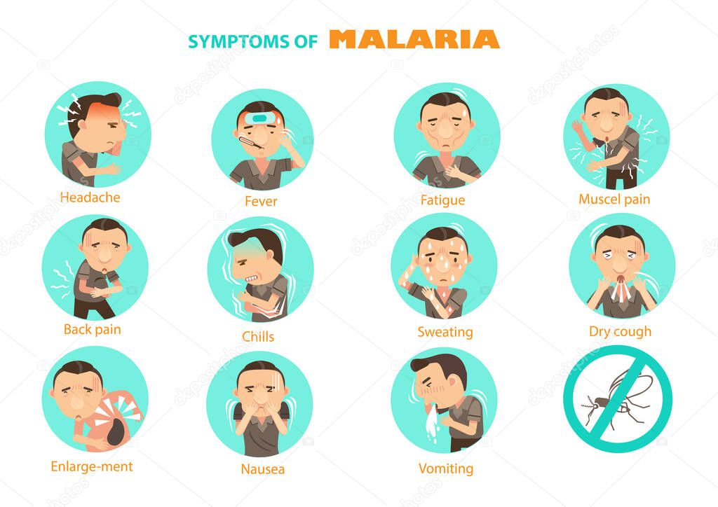 Malaria set vector illustration