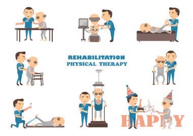 rehabilitasyon fizyoterapi vektör çizimi