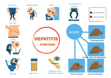 Hepatit belirtileri vektör illüstrasyonu