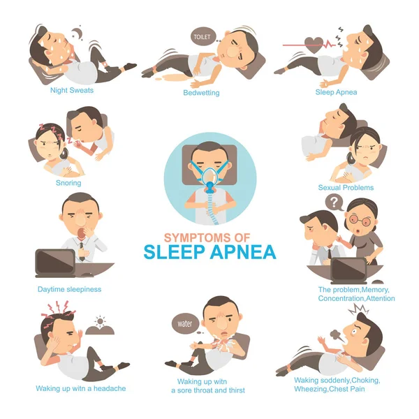 Sleep Apnea Vector Illustration — Stock Vector