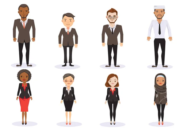 Business People Group Business Men Business Women Eight Character Standing — Διανυσματικό Αρχείο