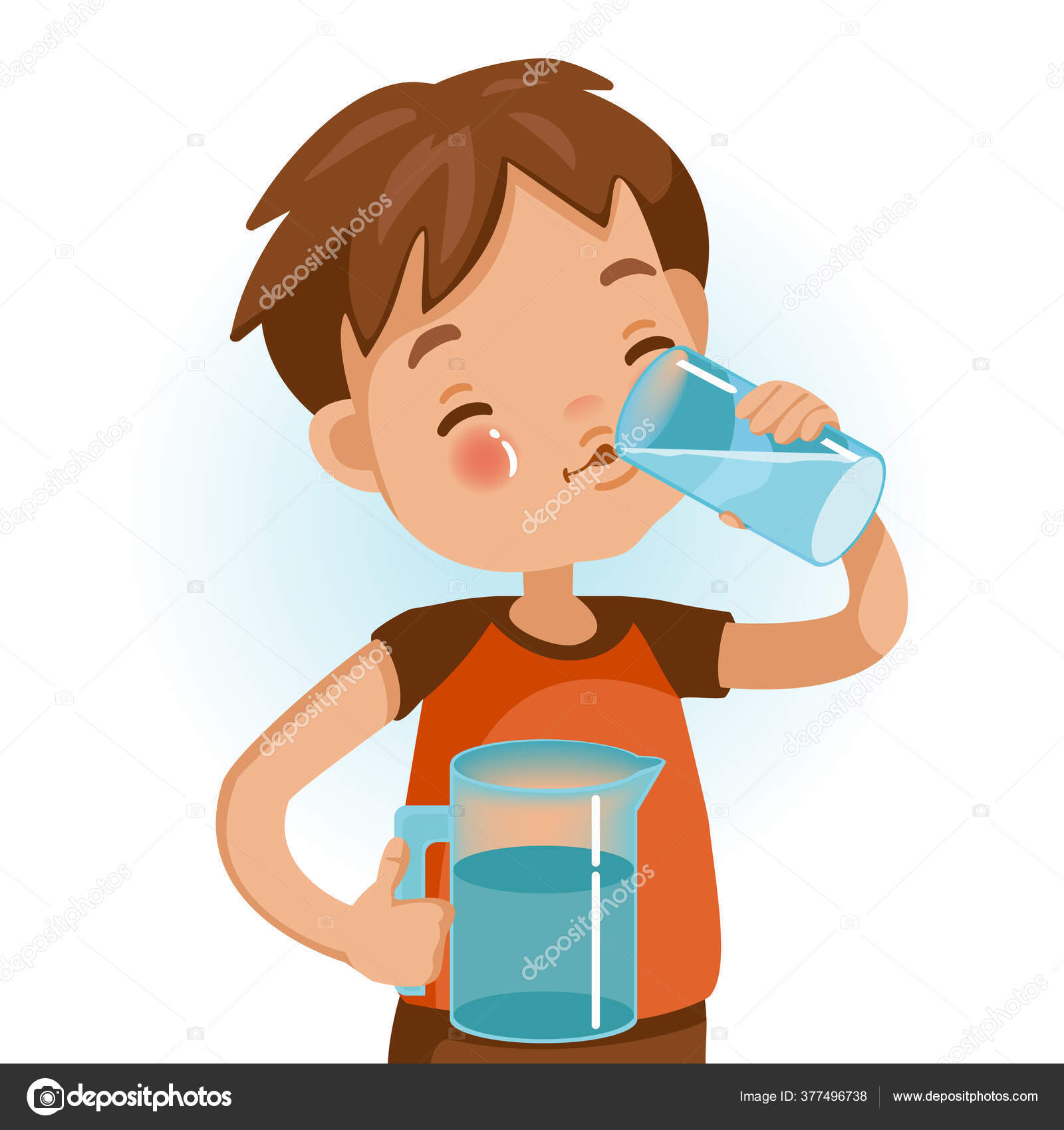 Cute Boy Red Shirt Holding Glass Kid Drinking Water Emotionally Stock Vector Image by ©ann131313 #377496738 Cute Boy Red Shirt Holding Glass Kid Drinking Water Emotionally Stock Vector Image by ©ann131313 #377496738