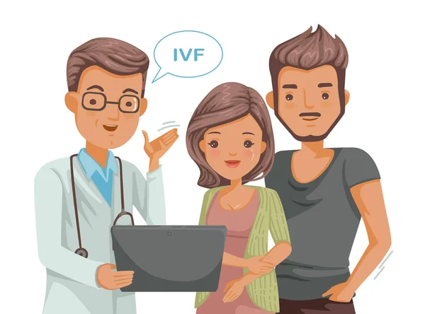 Pár Lékařských Specialistů Nemocnici Vitro Fertilization Research Ivf Concept Manželé — Stockový vektor