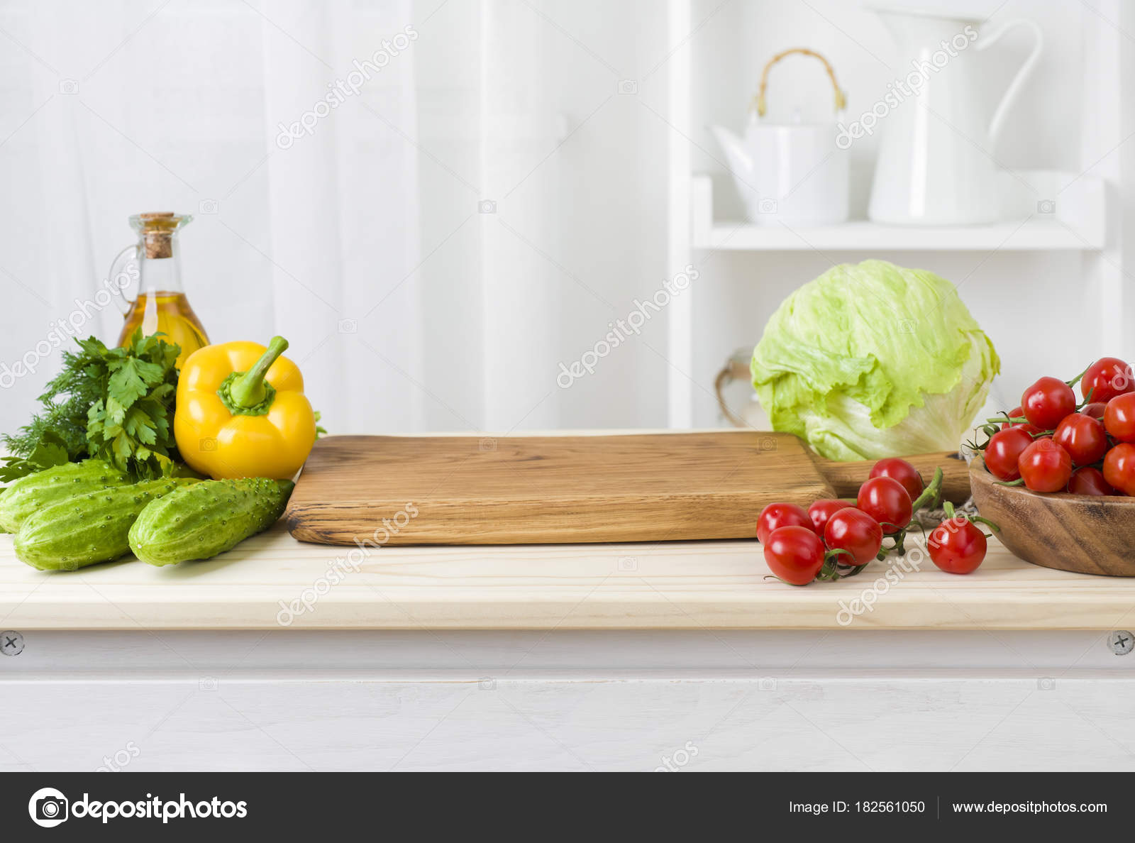 Mesa Cocina Con Tabla Cortar Para Preparacin Ensaladas 