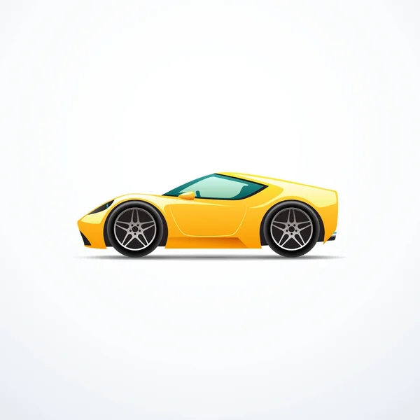 Vector amarillo de dibujos animados coche deportivo. Vista lateral — Vector de stock