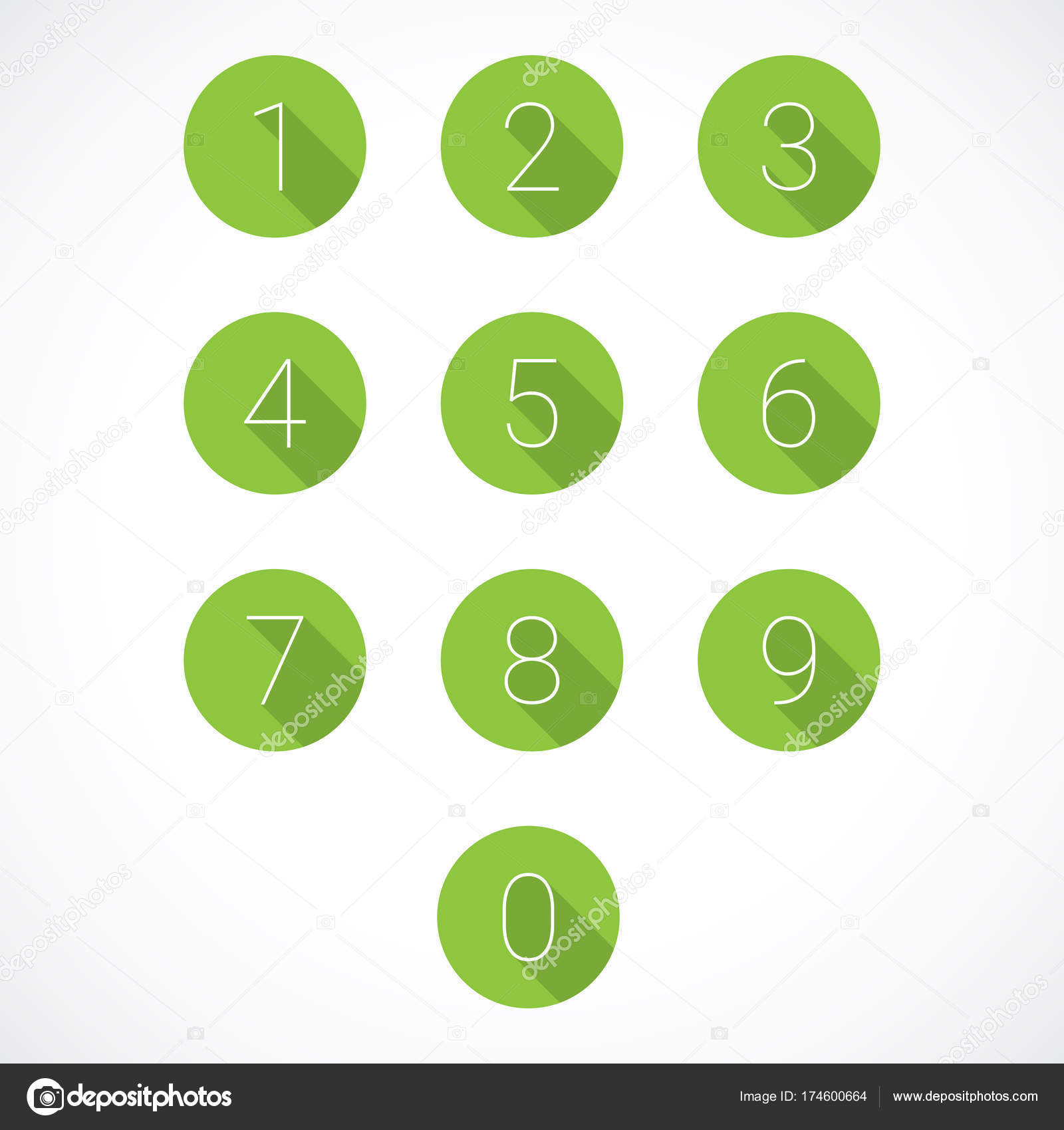 Set Of 0 9 Numbers Green Number Icons Vector Image By C Freshwater Vector Stock 174600664