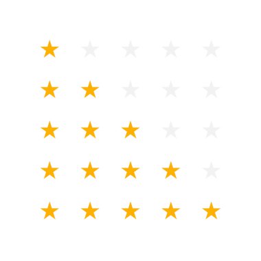 Sarı derecelendirme yıldızların ayarlayın. Vektör çizim