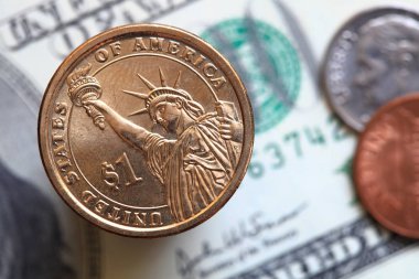 Bize para ve bir dolar sikke kapat