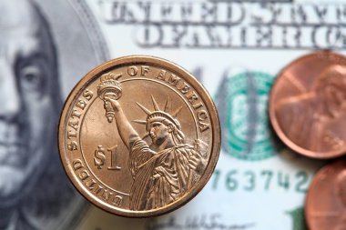 Bize para ve bir dolar sikke kapat