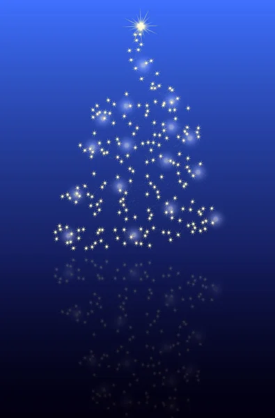 蓝色背景上的反射与抽象树 — 图库矢量图片