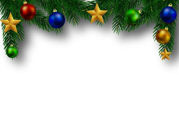 Christmas fir branch with embellishment — Stock Vector