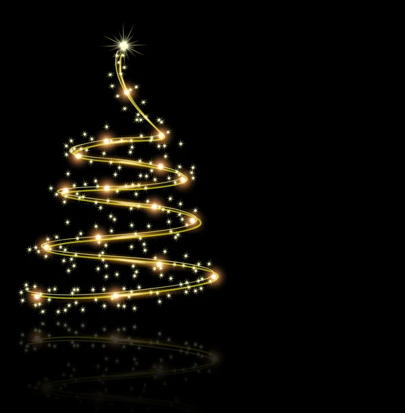 Siyah arkaplanda soyut altın noel ağacı