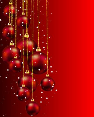 Kırmızı Noel topları ve kar asmak