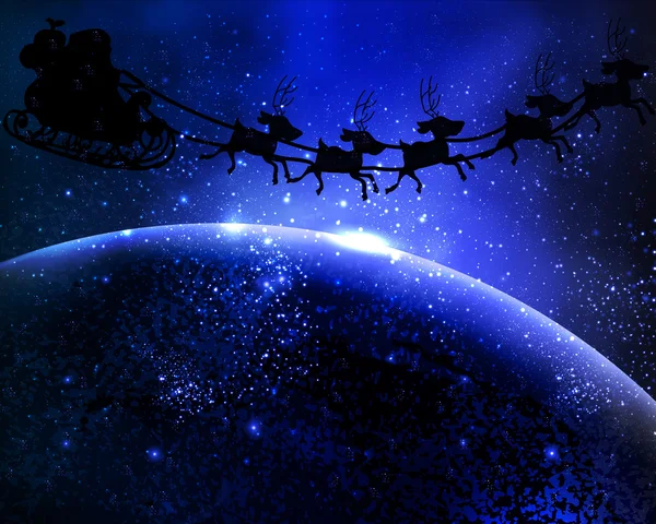 Santa Claus está volando en el espacio — Vector de stock