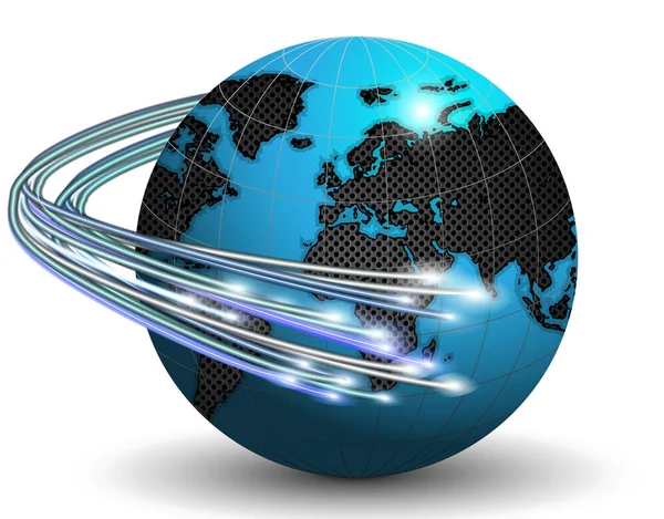 Optische vezels rond de aarde — Stockvector