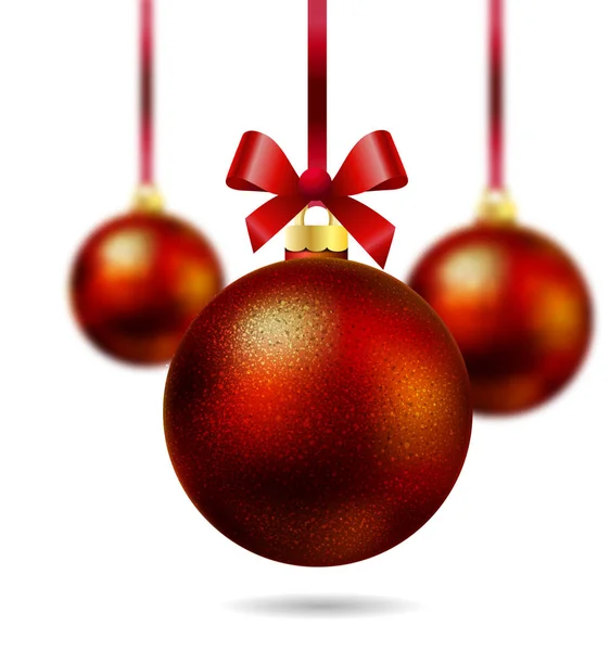 Bola de Natal vermelho isolado em foco — Vetor de Stock