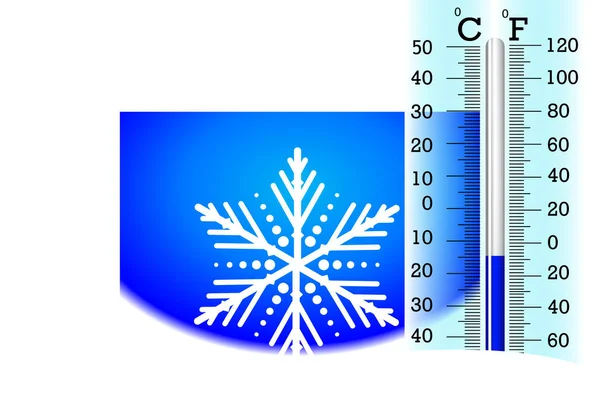 Subzero temperature on the thermometer — Stock Vector