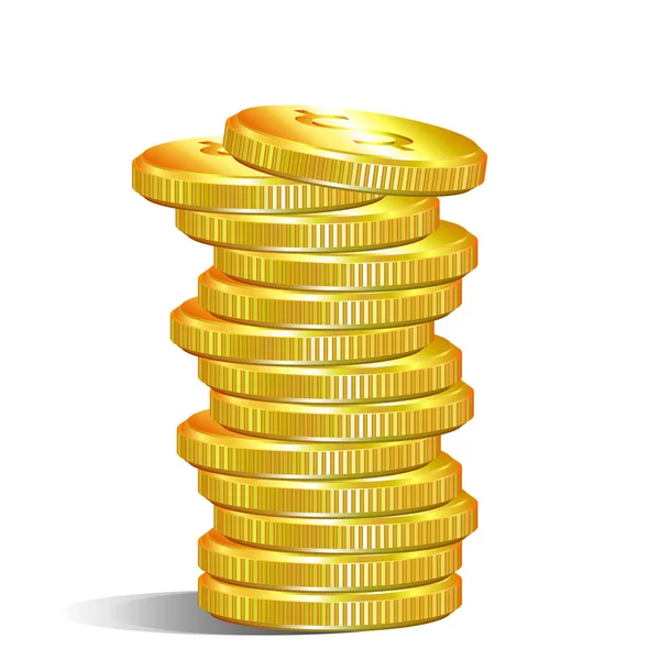 Högen av guld dollar mynt — Stock vektor