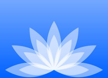 Mavi bir arka plan üzerinde soyut lotus çiçeği