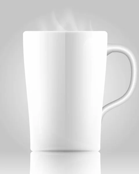 Caneca branca com bebida quente — Vetor de Stock