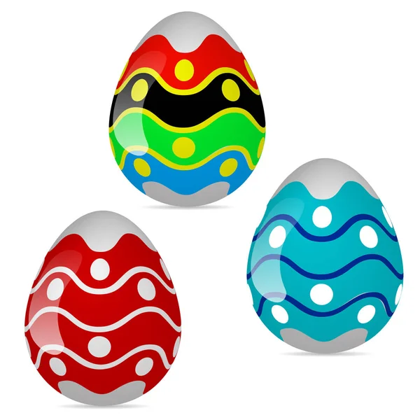 Tři pestrobarevným velikonoční vajíčka — Stockový vektor