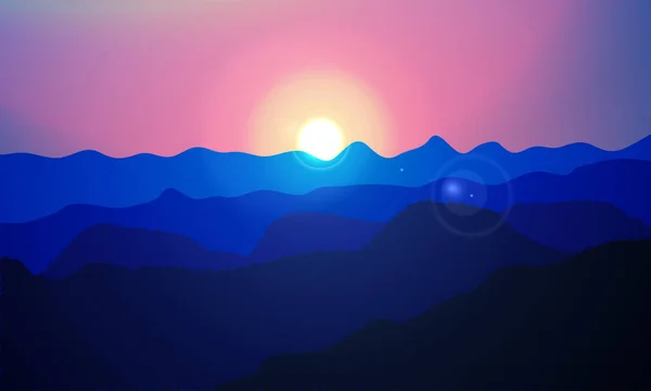 太阳从山上升起 — 图库矢量图片