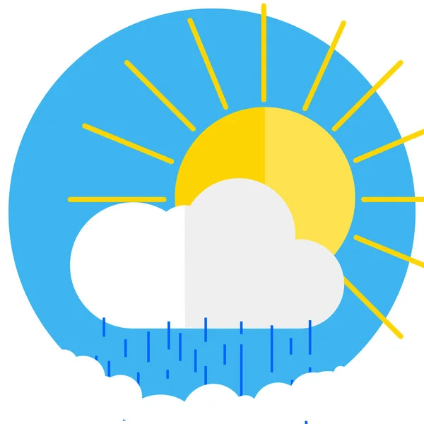 Icono del sol detrás de una nube — Vector de stock