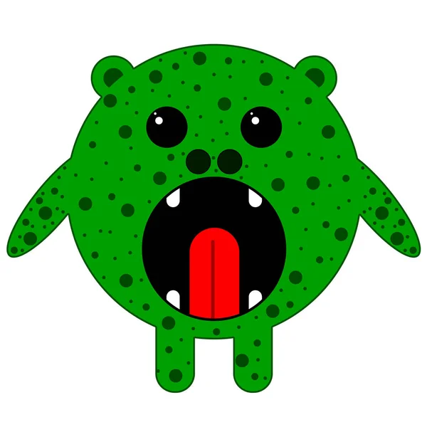 Monstruo redondo verde — Vector de stock