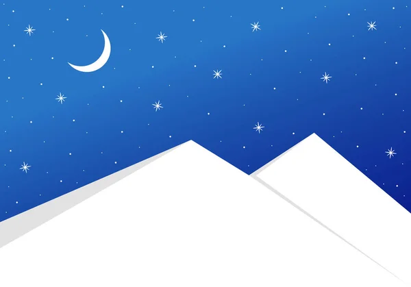 山の上の夜星降る雪の降る空 — ストックベクタ