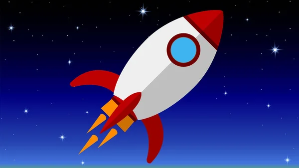 Flat rocket in space — Stock Vector