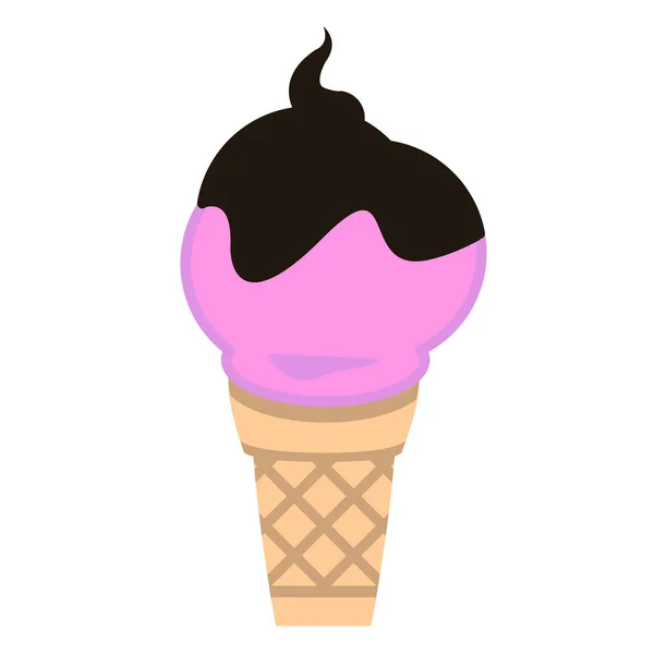 Helado en una taza de gofre — Vector de stock