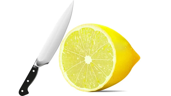 Cuchillo y limón — Vector de stock