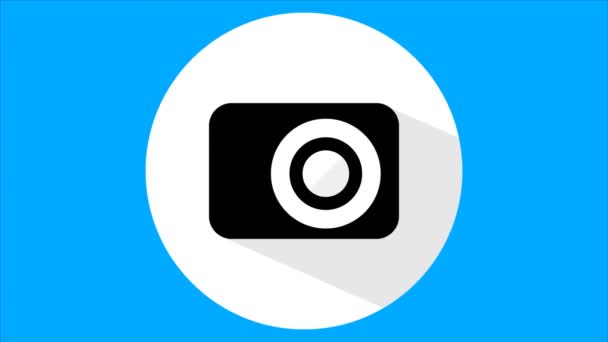 Icona fotocamera piatta — Video Stock