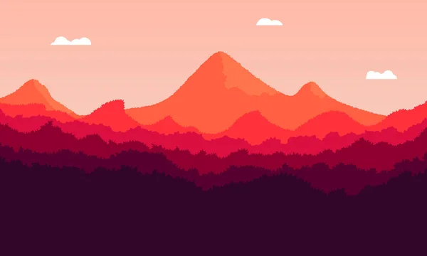 Paysage de montagnes au coucher du soleil — Image vectorielle