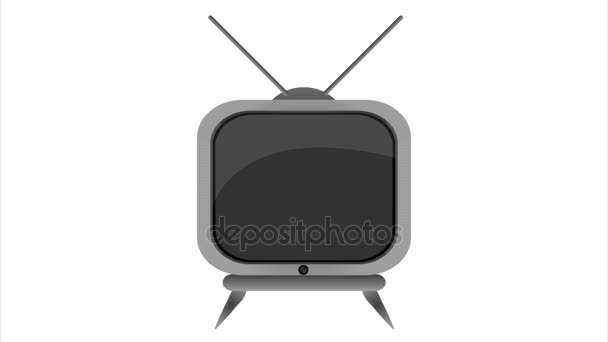 Televisor gris con antena — Vídeos de Stock