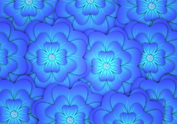 Fundo com flores azuis abstratas — Vetor de Stock
